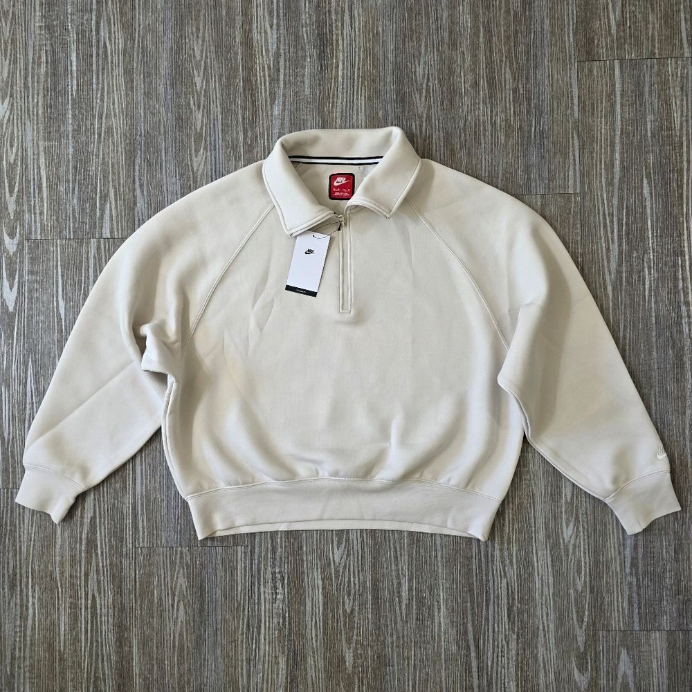 Nike Tech Fleece Half-Zip Oversized Sweatshirt Men's L Light Orewood FZ7568-104